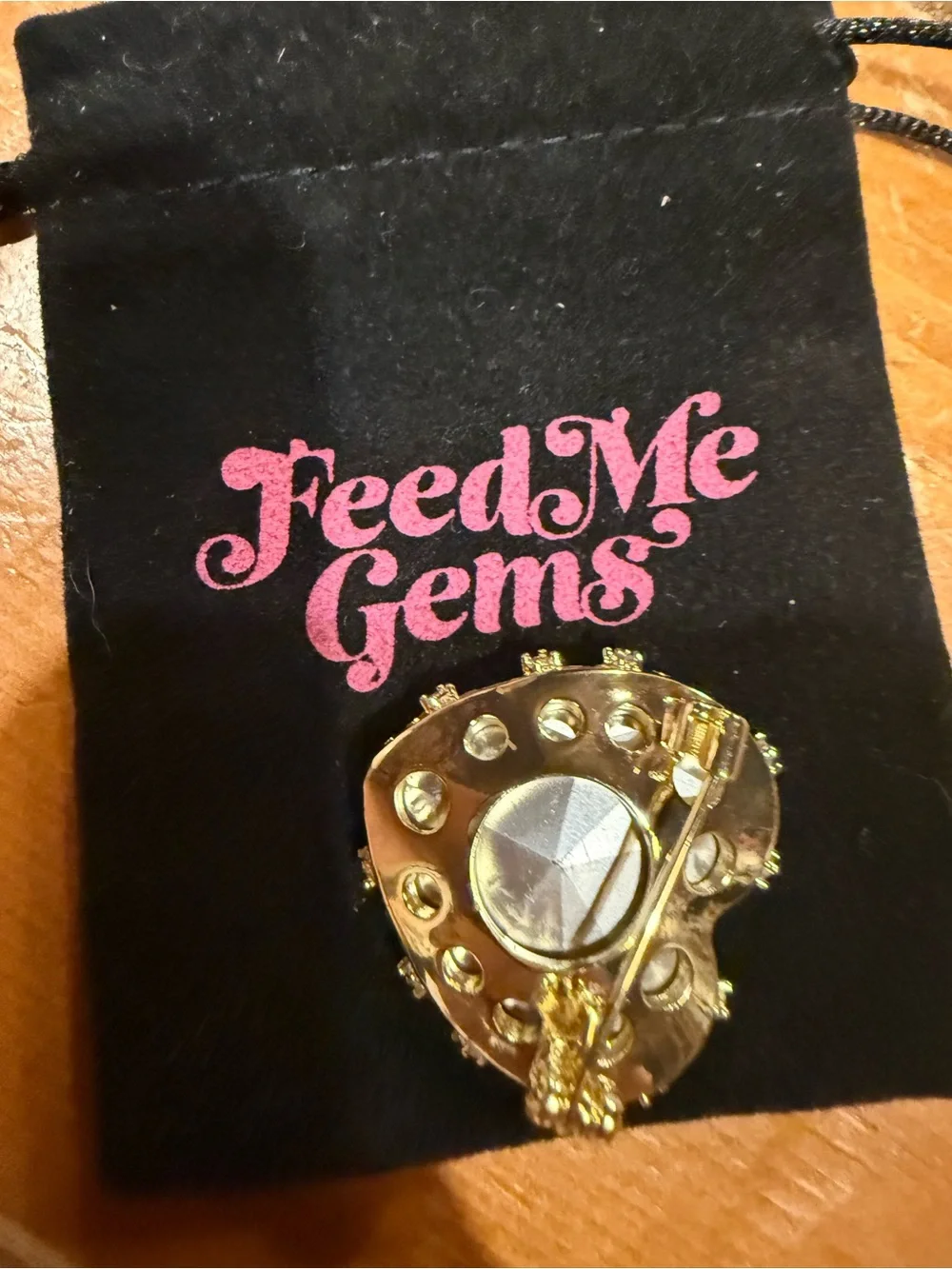 FEED ME GEMS DIAMOND BROOCH COSTUME JEWELRY !